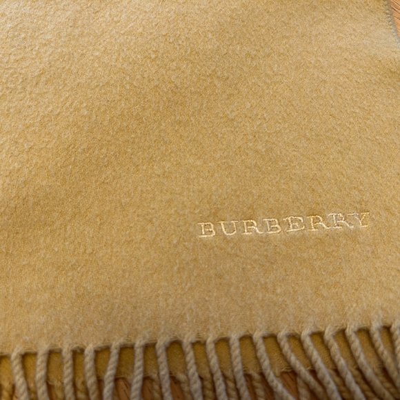 BURBERRY London Gold Embroidered 100% Cashmere Scarf 12 X 54 - Picture 3 of 4